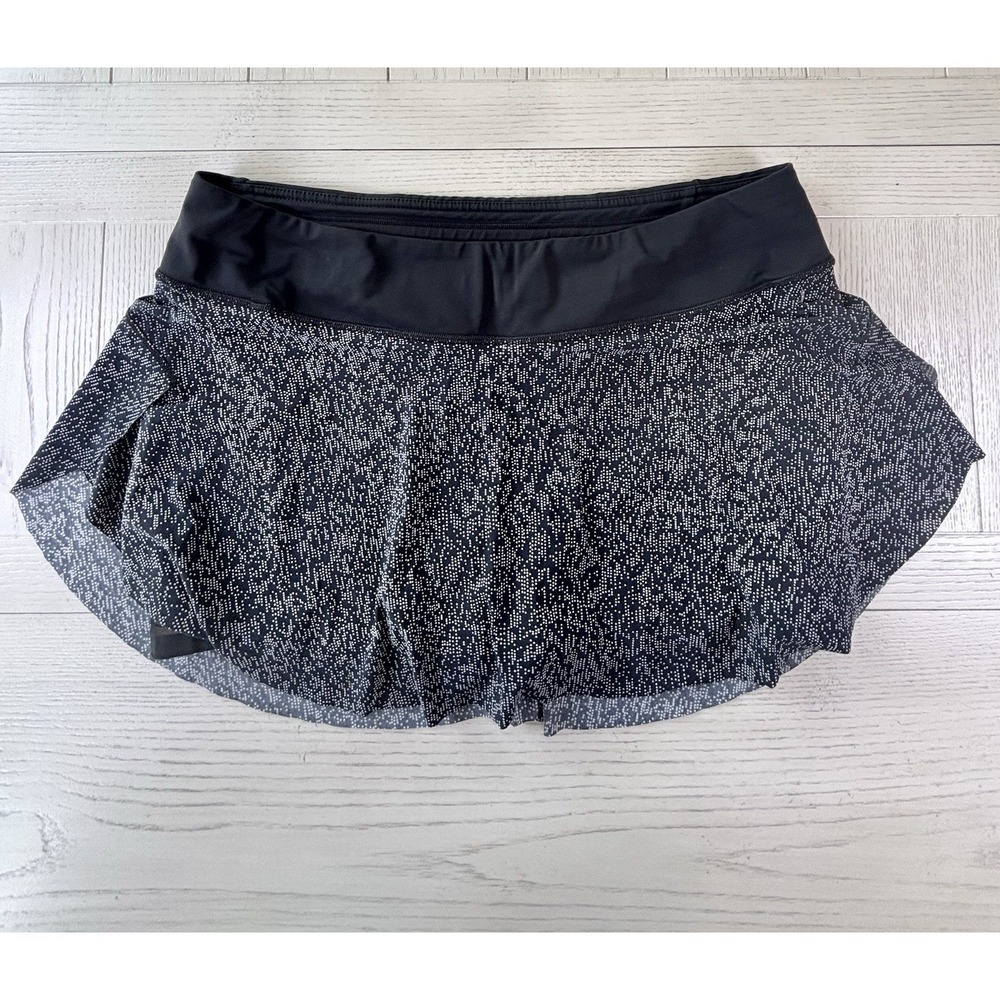 Lululemon Pace Rival Skirt Size 10 Black White Print Tennis Golf Running